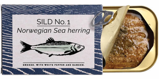 Fangst Smoked Herring | Canned Nordic Herring with White Pepper and Ramson | 1 x 100g Can