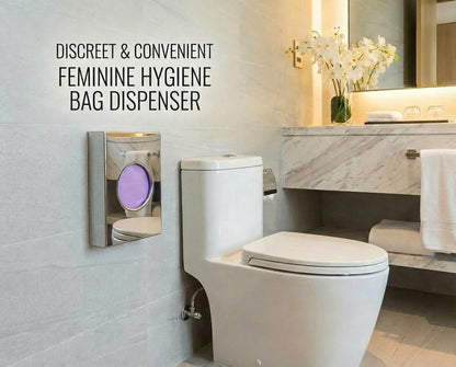 Feminine Hygiene Disposal Bag Dispenser with Refill Bags – Sanitary Napkin & Tampon Disposal System for Restrooms, Chrome