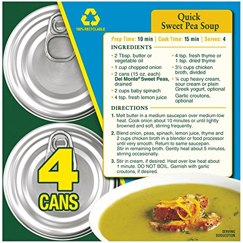 Del Monte Canned Fresh Cut Sweet Peas, 15 Ounce (Pack of 4)