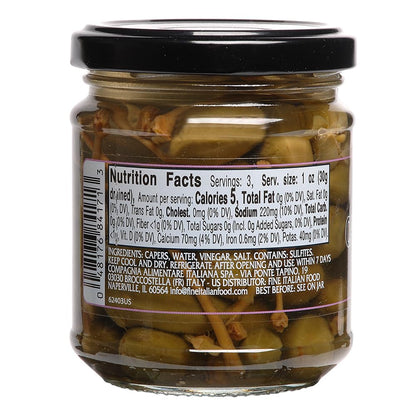 Mantova Caperberries in a Vinegar Mild Brine, 7.05 oz. (Pack of 2), Product of Italy, All-Natural, Caper Bush Fruit, Non-GMO, Gluten-Free, Cholesterol-Free, Vegan-Friendly, Paleo-Friendly