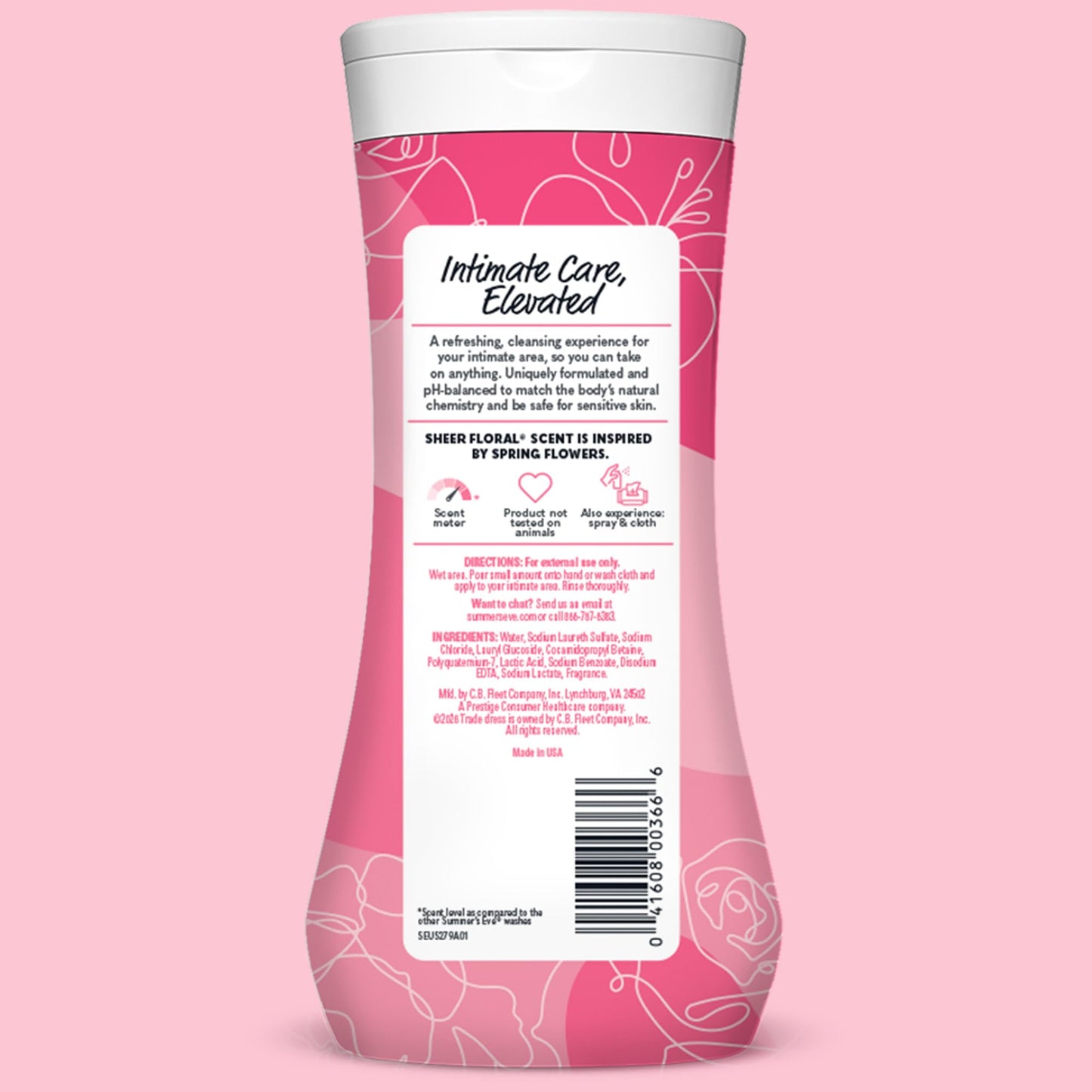 Summer’s Eve Feminine Wash, Sheer Floral, Daily pH-Balanced Body Wash for Women, Feminine Care to Remove Vaginal Odor, Gynecologist Tested, 15 Fl Oz