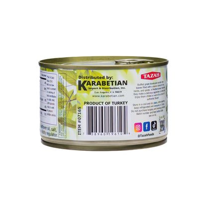 Tazah Dolmas Stuffed Grape Leaves 14.1oz Turkish Stuffed Leaves Vegetarian Ready to Eat Easy Open Can 400g