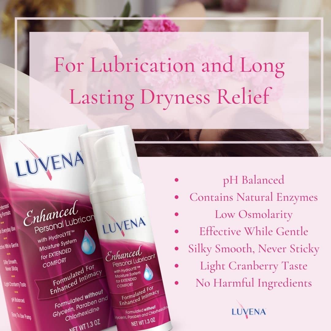 Luvena Lubricant for Women, Relieves Feminine Dryness, Intimate Skin Care & Menopause Support, Moisturizing Lubrication Gel, Non Staining, pH Balanced, Water Based, Paraben & Glycerin Free (2 Pack)
