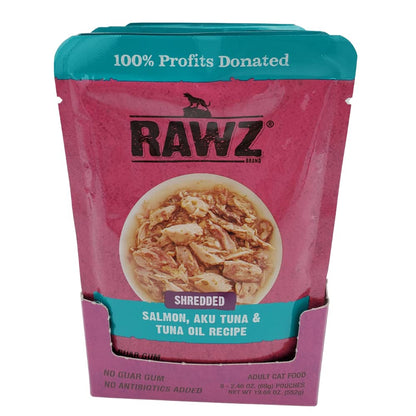 RAWZ® Shredded Salmon, Aku Tuna & Tuna Oil Recipe 8/2.46 oz Pouches