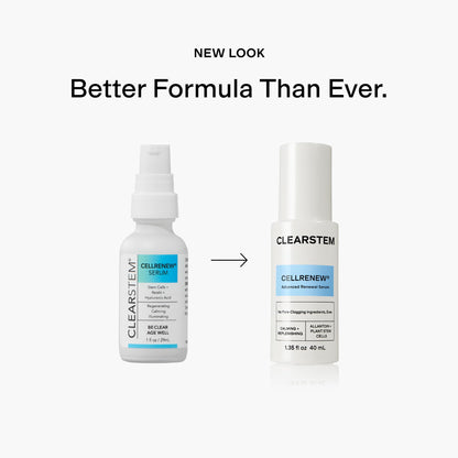 CLEARSTEM - CELLRENEW - Collagen Stem Cell Serum - Acne + Youthful Skin Face Serum - Hyaluronic Acid, Reishi, Aloe Vera - Facial Skin Care Products - Gluten Free, Cruelty Free - 1 fl oz / 29ml