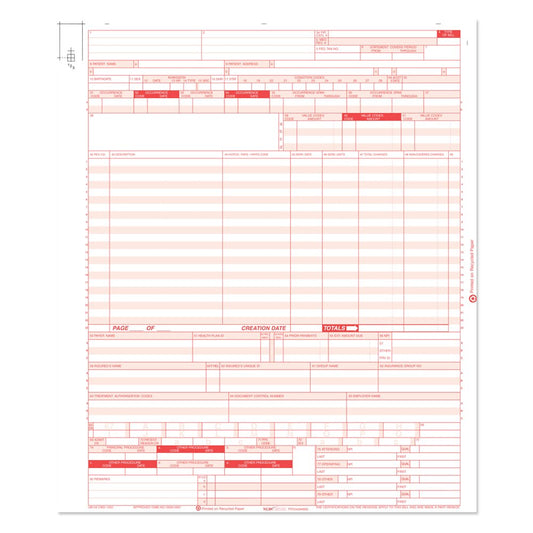IF040 Model 1450 UB04 Claim Form, Laser Cut, White/Red, Pack of 2500