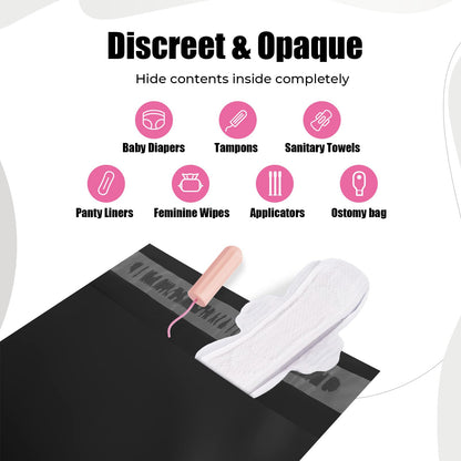 Personal Care Sanitary Disposal Bags(320 Counts),Sanitary Napkin Disposal Feminine Hygiene Bags,with Pouch, Black & Pink, Bundle