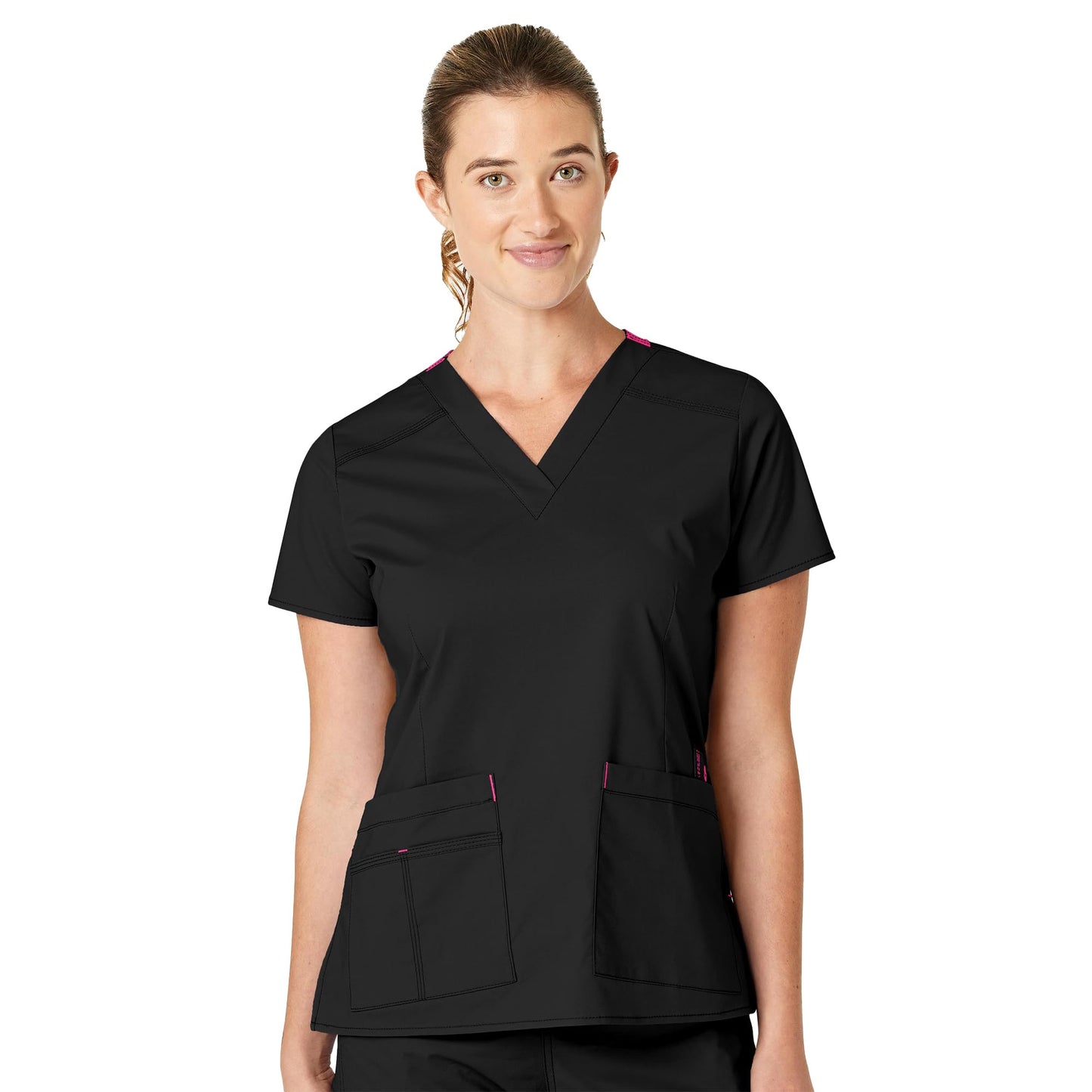 WonderWink Women's Wonderflex Verity Scrub Top, Black, X-Small