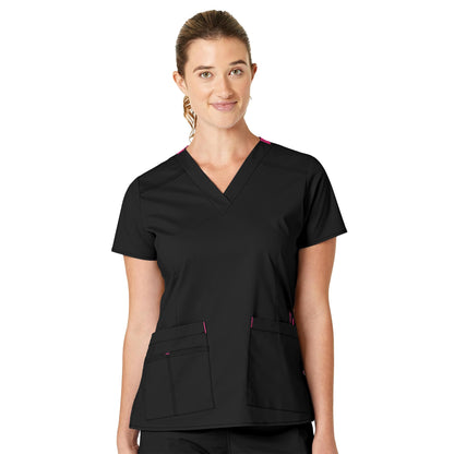 WonderWink Women's Wonderflex Verity Scrub Top, Black, X-Small