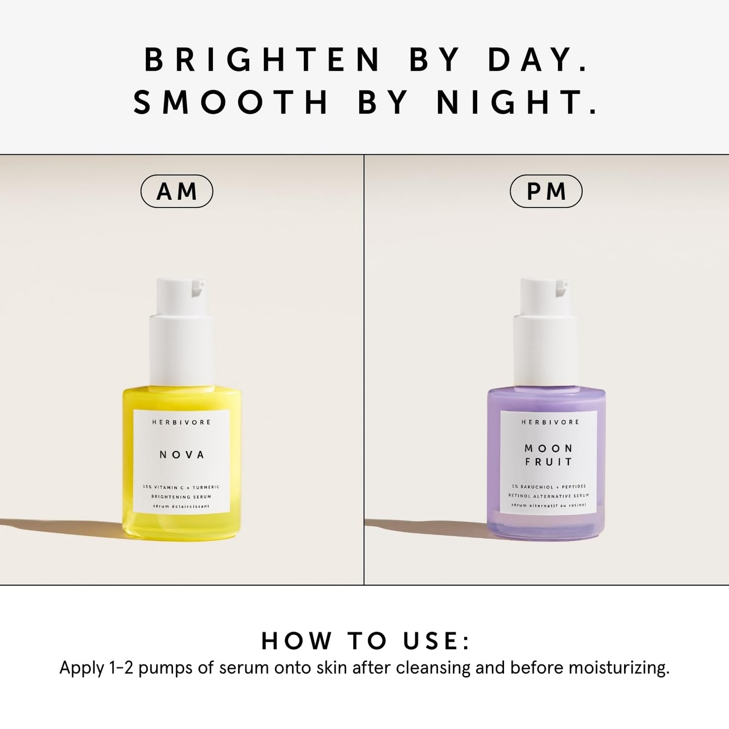 HERBIVORE AM to PM Set | Nova Serum + Moon Fruit Serum