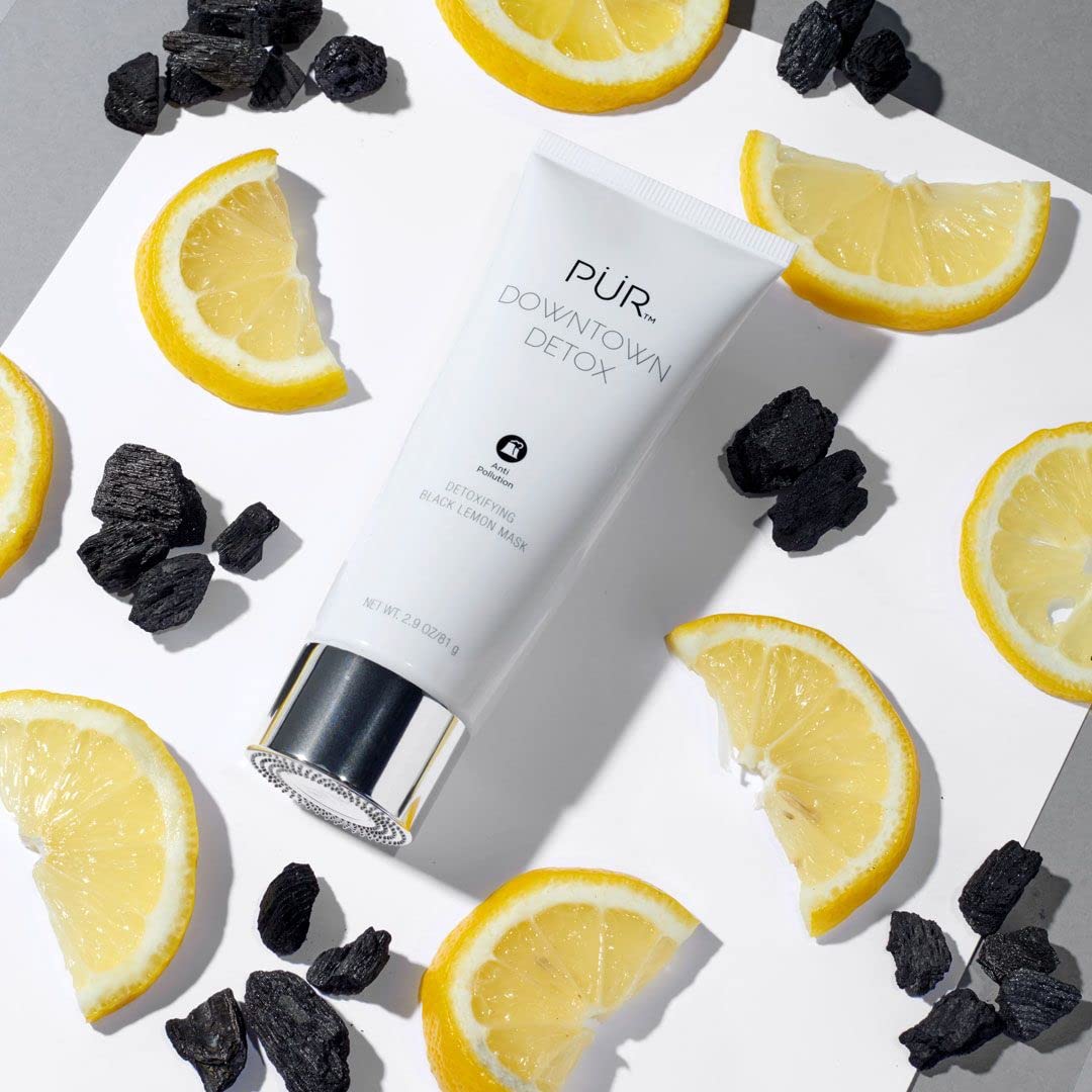 PÜR MINERALS Downtown Detox Detoxifying Black Lemon Face Mask, Helps Draw Out Impurities, Helps Soothe Skin, Charcoal, Lactic Acid & Green Tea Extract