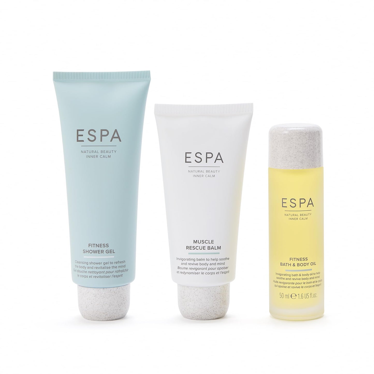 ESPA Fitness Collection | Muscle Rescue Balm, Body & Shower Gel with Peppermint, Eucalyptus & Lavender for Post-Workout Recovery, Soothe Tired Muscles & Empowering Bathing Ritual