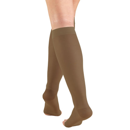 Truform Sheer Compression Stockings, 15-20 mmHg, Women's Knee High Length, Open Toe, 20 Denier, Espresso, X-Large