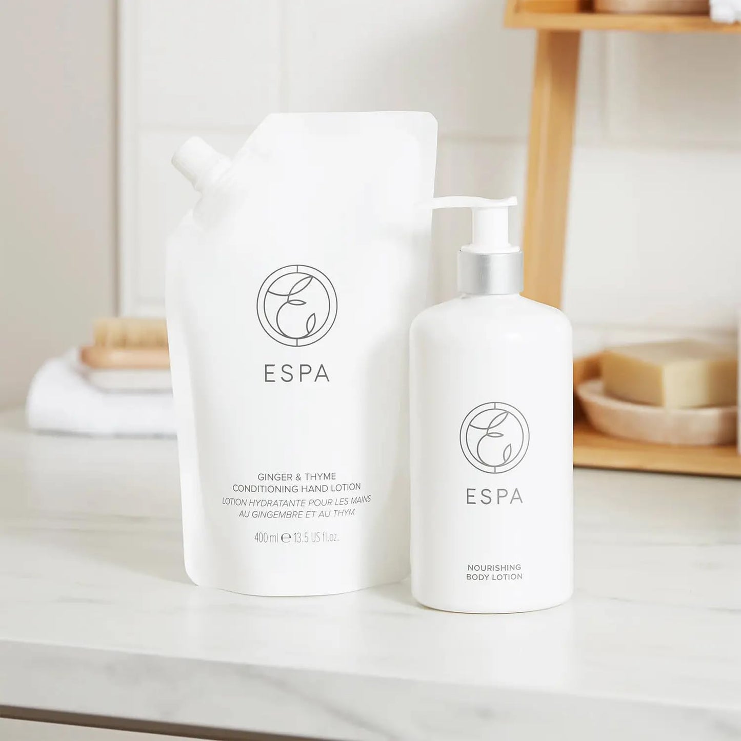 ESPA | Ginger and Thyme Conditioning Hand Lotion | 400ml | Refill Pouch | Sustainable