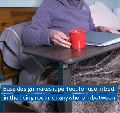 Carex Overbed Table, Adjustable Overbed Bedside Table with Wheels, Bed Desk & Couch Desk, Rolling Over Bed Bedside Table for Hospital and Home Use, Adjusts for Right or Left-Handed Use, Wood Grain