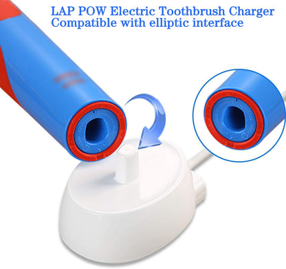 LAP POW Replacement Charger Compatible with Oral B Electric Toothbrush Series 3 4 5 6 Pro 1000/3000/5000, Inductive Charging Base Portable Waterproof Power Cord Environmental ABS, Model XT-3757 White