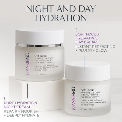 NassifMD Pure Hydration Rejuvenating Night Cream, Deep Moisturizing and Smoothing Formula for Overnight Skin Renewal, Ideal for Dry and Mature Skin