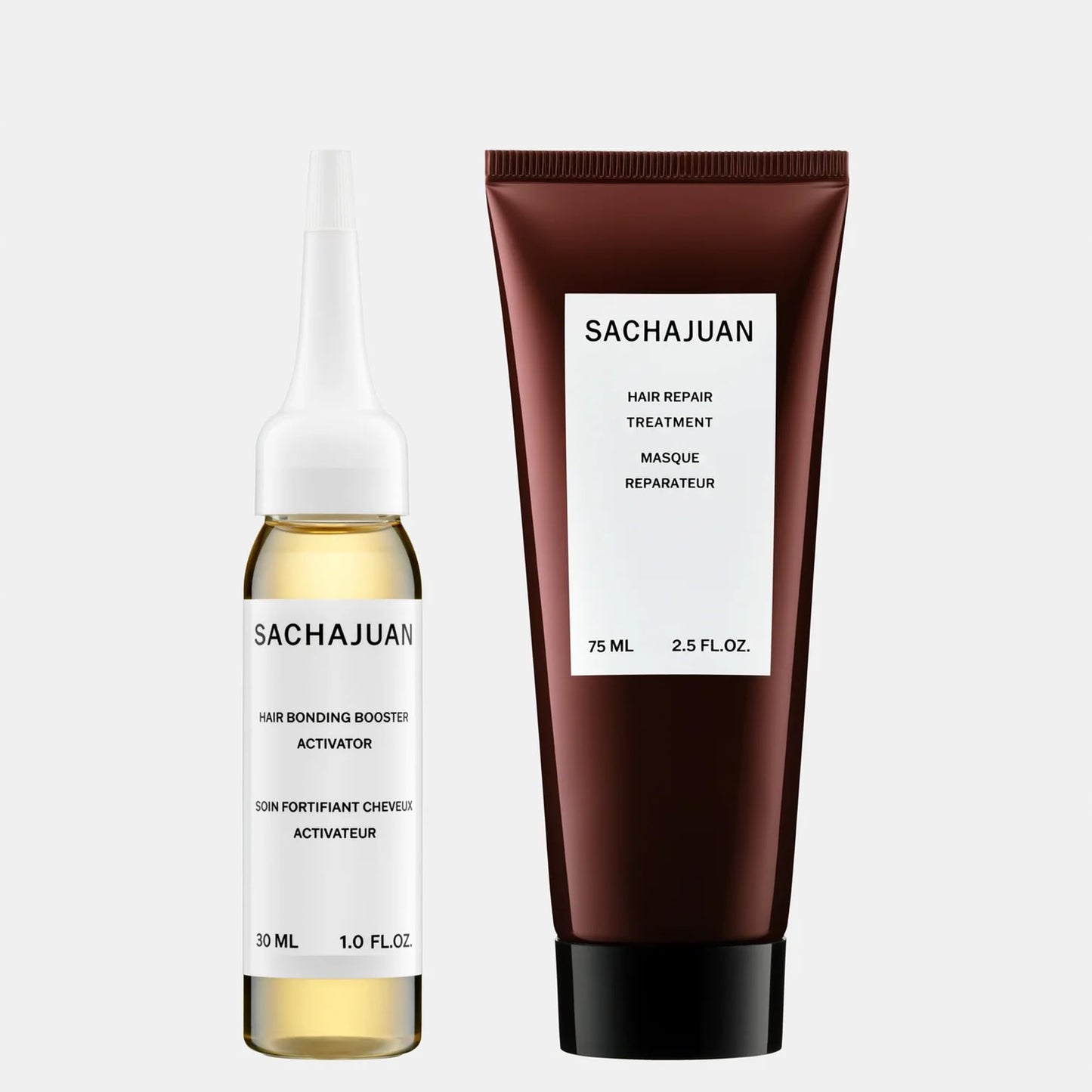 SachaJuan Hair Bonding Booster Kit | Intensive Treatment to Mend Broken Hair | Reduces Frizz & Strengthens Damaged Strands | Repair Treatment 2.5 oz + Booster 1oz |