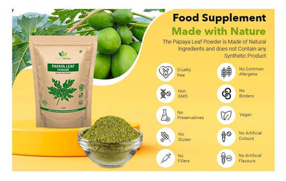 Papaya Leaves Powder 454g (1lb / 16 oz) | Carica Papaya | Papaya Leaf Powder Benefits Hair and Skin| Non GMO (1 Pound(16 Oz)) - Green Nectar