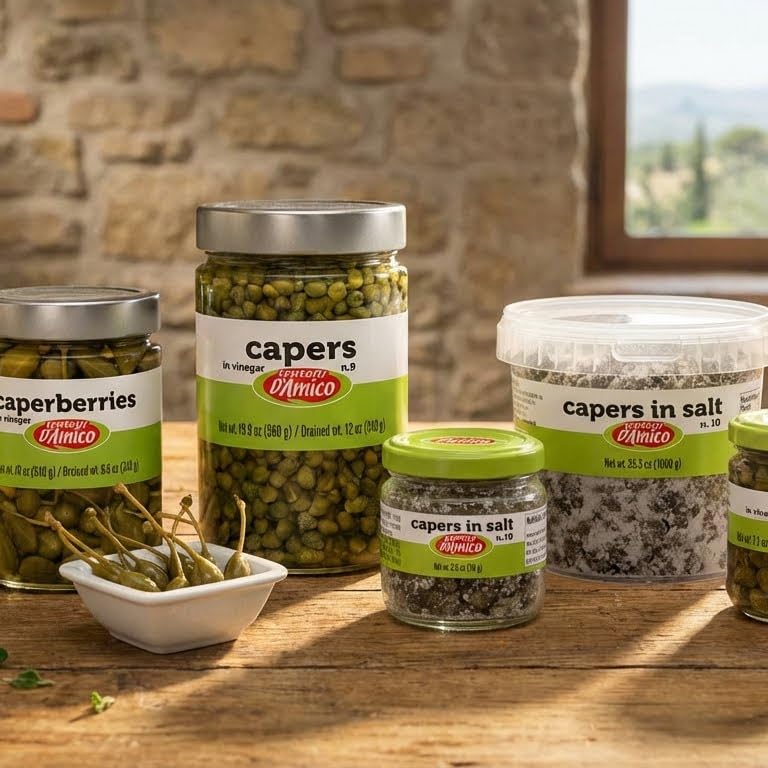FRATELLI D'AMICO - Caperberries, Premium Qulaity, First Selection, Pickled, Capers, Family Size, 19oz (540g), NON-GMO