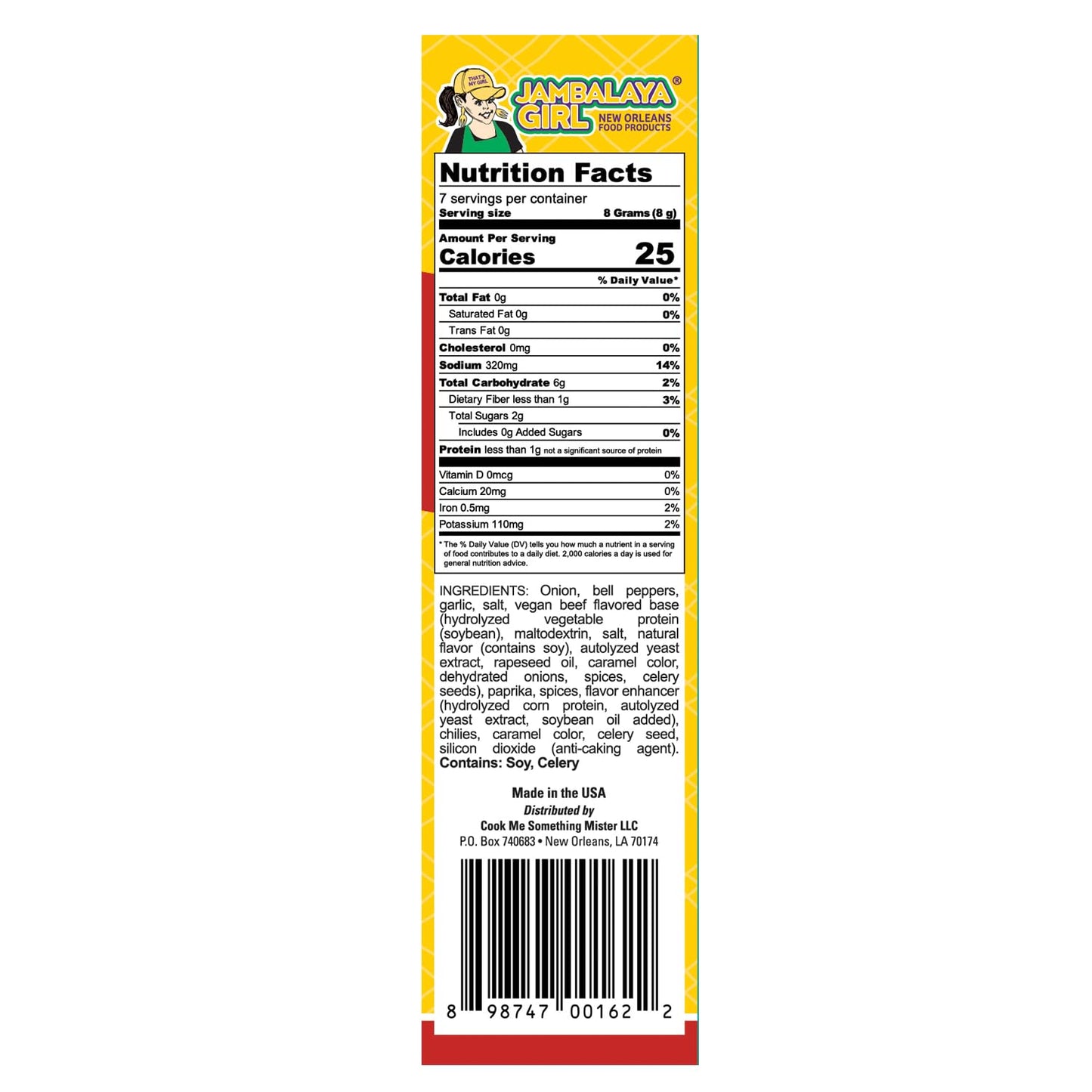 Jambalaya Girl Seasoning - One Pot Seasoning - For Jambalaya and Pastalaya - No Rice Just Spice and Vegetables - 2 oz (4 Pack)