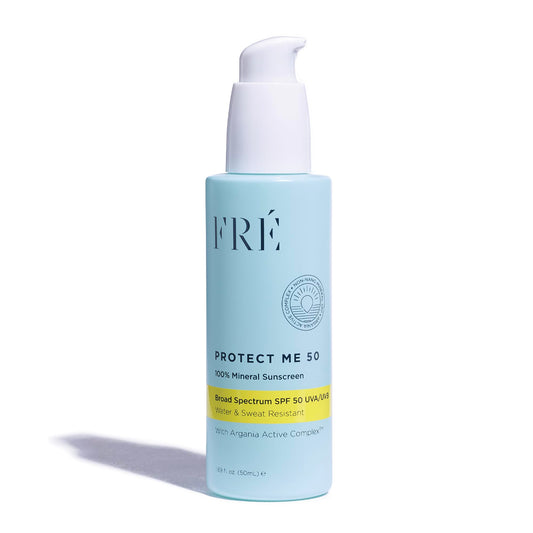 Mineral Face Sunscreen with Non-Nano Zinc Oxide SPF 50, PROTECT ME by FRE Skincare - Reef Safe, Water-Resistant, No White Cast, Facial Moisturizing Cream - Non-Comedogenic & Ophthalmologist Tested
