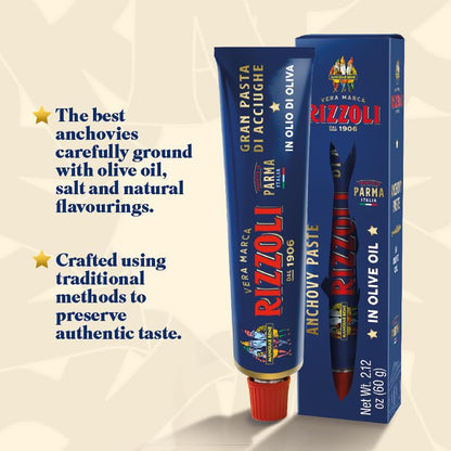 MANGIAR BENE RIZZOLI – Anchovies Paste in Olive Oil – 60 Gr. Tube (100% Italian)
