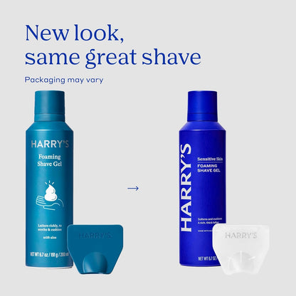 Harry's Original Shaving Kit for Men - Razor Handle, 5 Razor Blade Refills, Foaming Shave Gel, and Travel Blade Cover - Ocean Blue