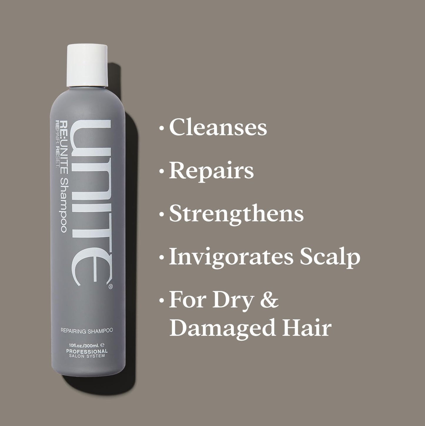 UNITE Hair - RE:UNITE Shampoo - Reparative Shampoo That Removes Buildup, Strengthens, and Restores pH Balance - Ideal for Dry or Damaged Hair, 10 Fl Oz