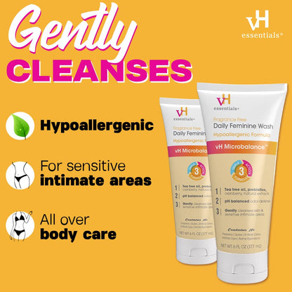 vH essentials Vaginal Health Suppositories and Daily Feminine Wash Bundle, 15 Count