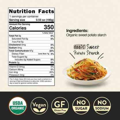 Chung Jung One Korean Sweet Potato Glass Noodle, Non GMO (Gluten Free), Vegan, No Sodium, No Sugar 3.5oz (100g), 4 PACK