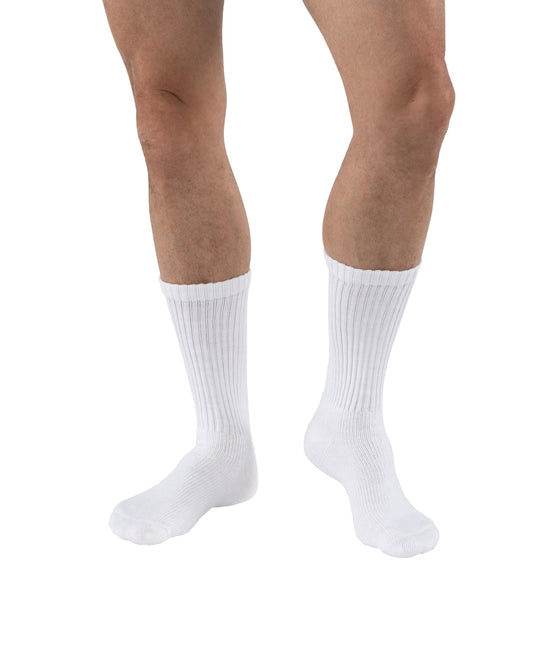 JOBST SensiFoot Diabetic Compression Socks for Men and Women 8-15 mmHg with Seamless Toe and Moisture Management - Extra Padding in Toe, Foot, and Heel Area - Crew Length - Closed Toe - White, Large