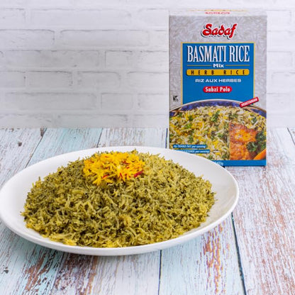 Sadaf Sabzi Polo - Herb Basmati Rice Mix - Traditional Middle Eastern Meal - Arroz Basmati Mix - Authentic Persian Cuisine - Kosher - 12 Oz