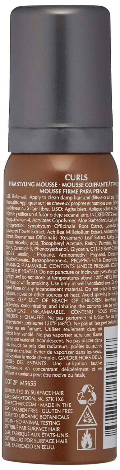 Surface Hair Curls Firm Styling Mousse, Define And Hold While Adding Shine, Protecting Color and Resisting Humidity