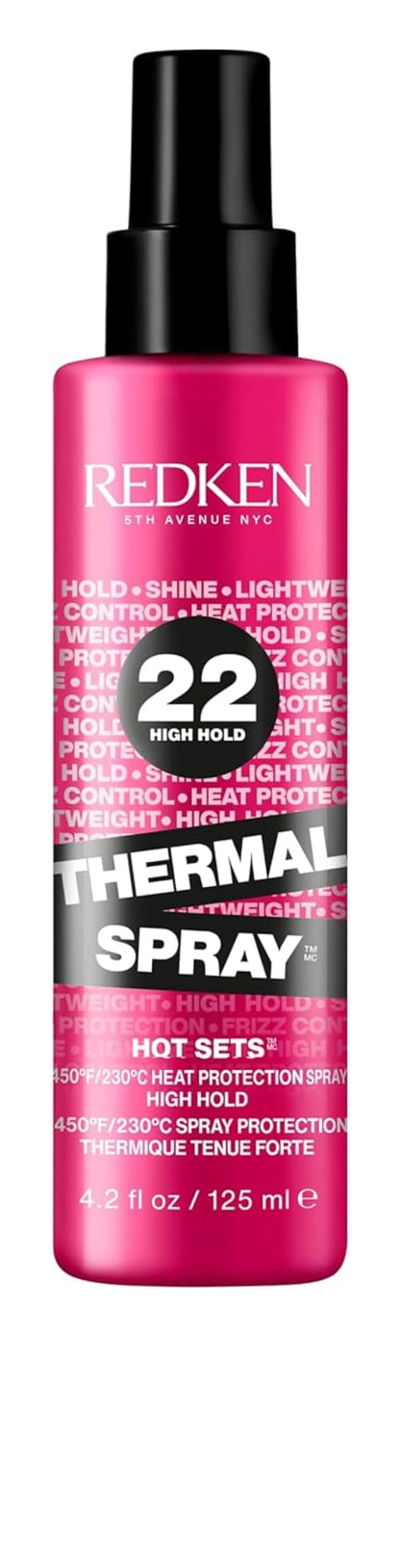 Redken Thermal Spray 22 High Hold - Thermal Heat Protectant and Setting Mist, For Curling and Flat Irons, Lasting Frizz Control & Protects Against Heat Damage