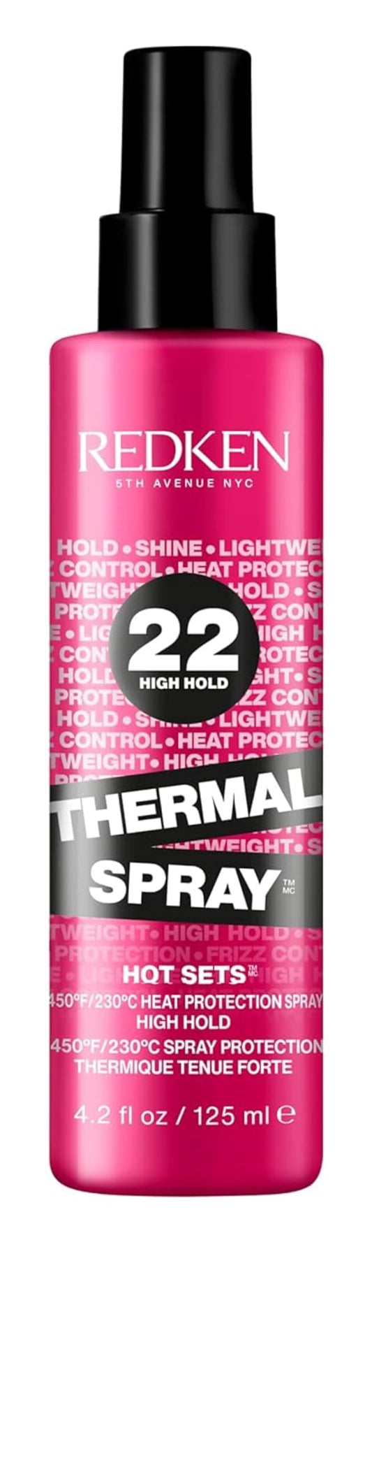 Redken Thermal Spray 22 High Hold - Thermal Heat Protectant and Setting Mist, For Curling and Flat Irons, Lasting Frizz Control & Protects Against Heat Damage
