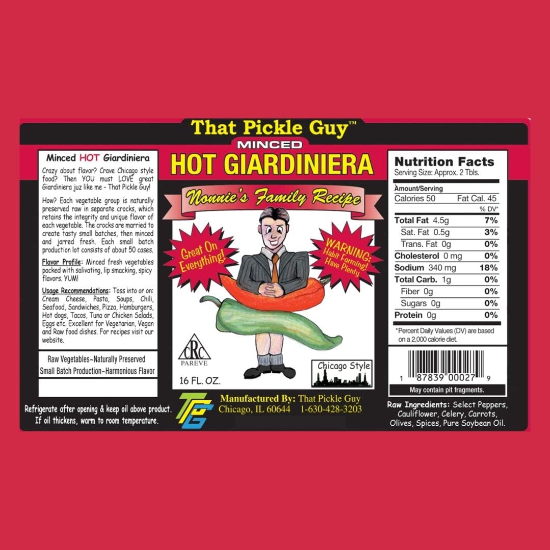 That Pickle Guy Minced All Natural Chicago Style HOT Giardiniera, Raw; 24-ounce