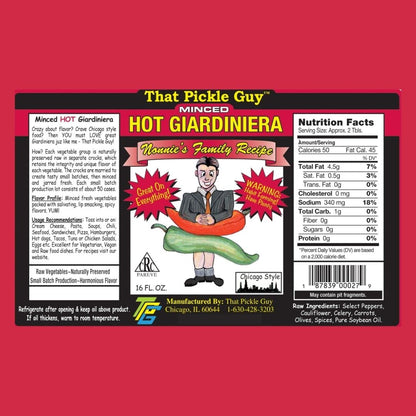 That Pickle Guy Minced All Natural Chicago Style HOT Giardiniera, Raw; 24-ounce