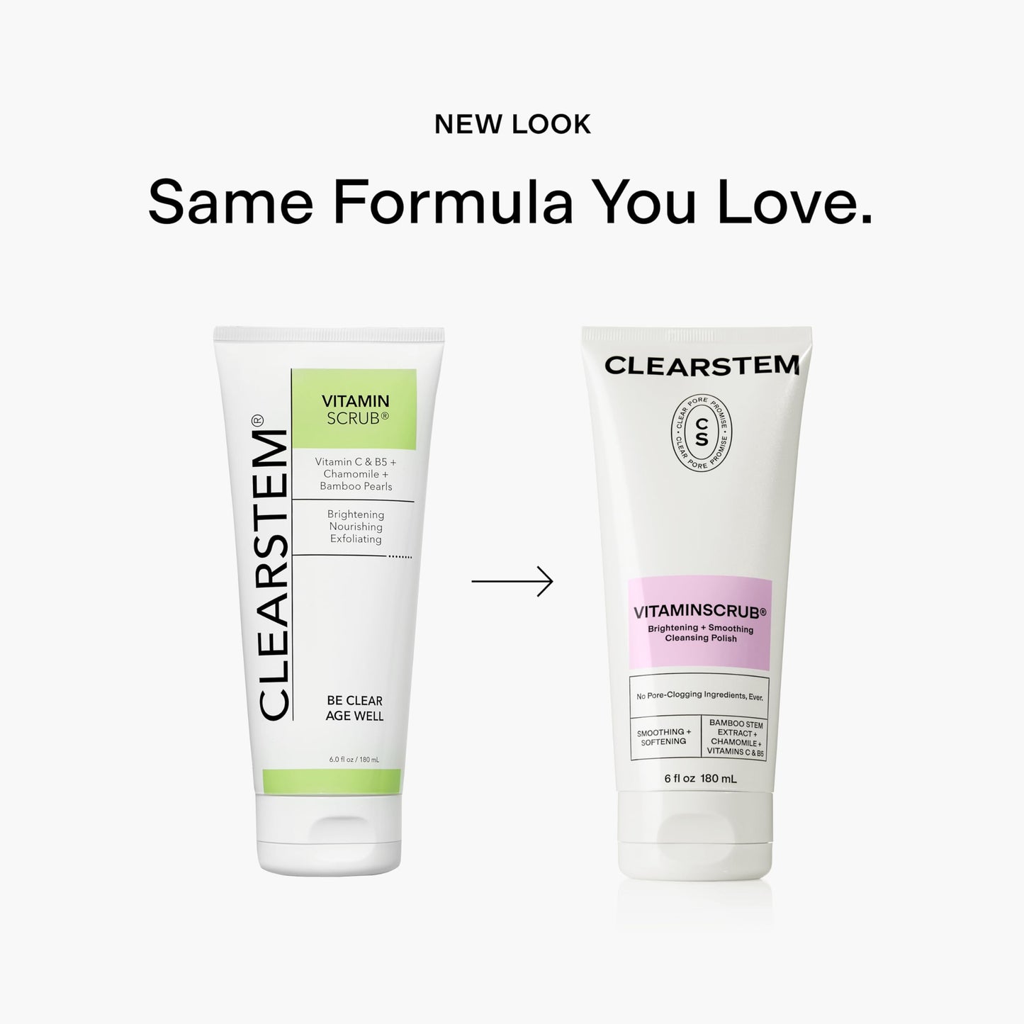 CLEARSTEM - VITAMINSCRUB - Antioxidant-Infused Scrub Cleanser - Exfoliating Face Wash + Body Scrub - Vitamin C, Hemp, Bamboo - Skin Care Products - Gluten Free, Cruelty Free - 6 fl oz / 180ml