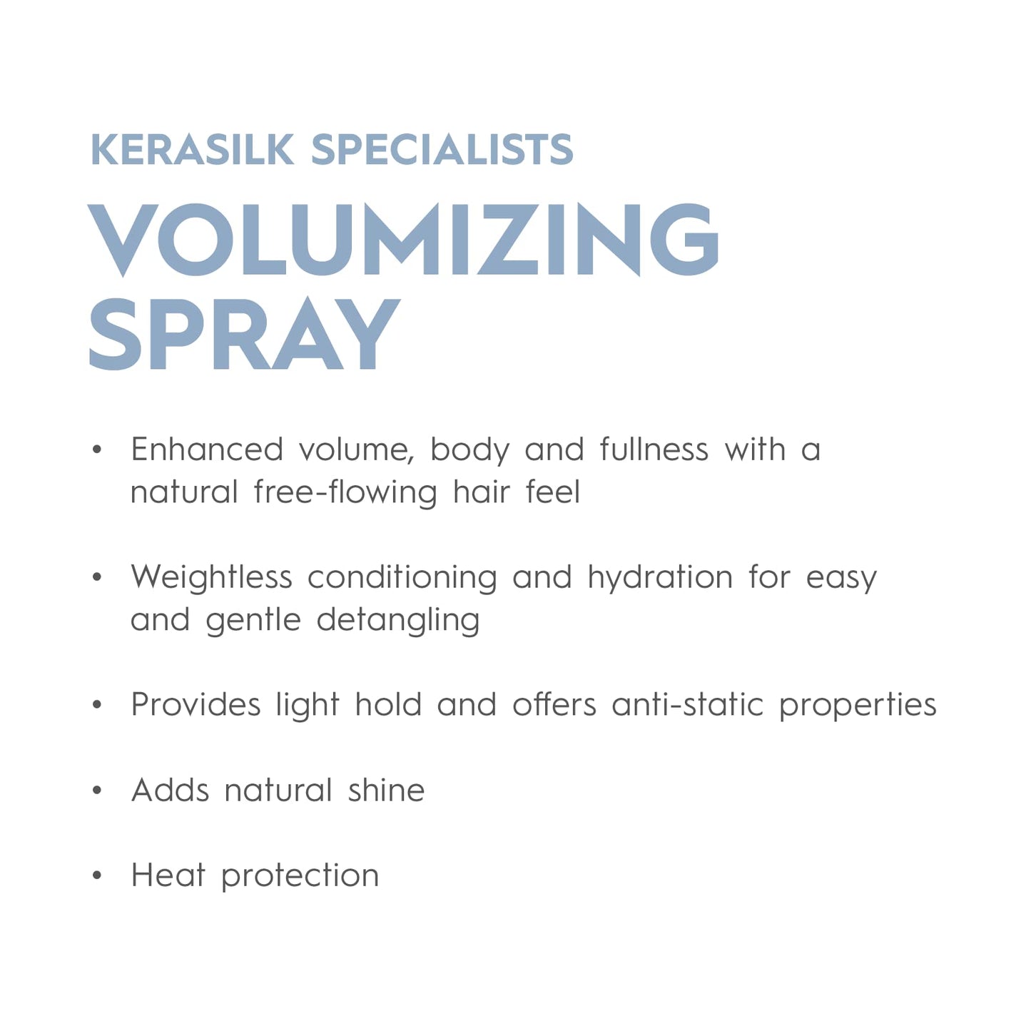 KERASILK Volumizing Spray | Enhances Volume & Body |Provides Weightless Conditioning & Detangling |With Heat Protection | For Limp, Flat Hair