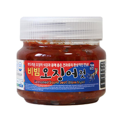 BarunJungdam Bibim Squid Jeotgal | Korean Spicy Seasoned Squid | Chewy & Savory Seafood Side Dish | Traditional Korean Fermented Food | Ready to Eat | 8.8oz (250g)