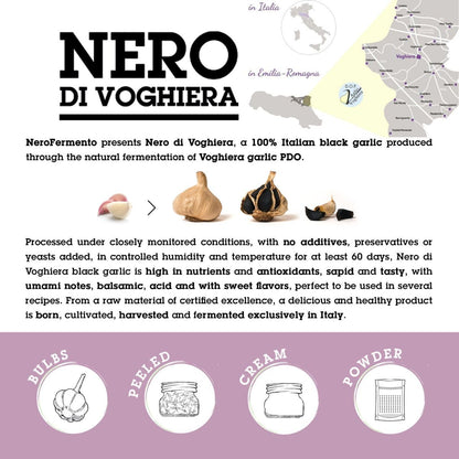 NERO FERMENTO Italian Black Garlic Cream (Voghiera, Italy), DOP, 60-Day Aged, 10.58 oz (300 g), Ready-to-Use Fermented Black Garlic Spread, Deep Umami with Subtle Balsamic Sweetness.