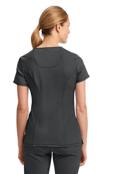 Cherokee Infinity Womens Mock Wrap Scrub Top, 4 Pockets, Rib-Knit Panel, Moisture-Wicking 360° Stretch - 2625A