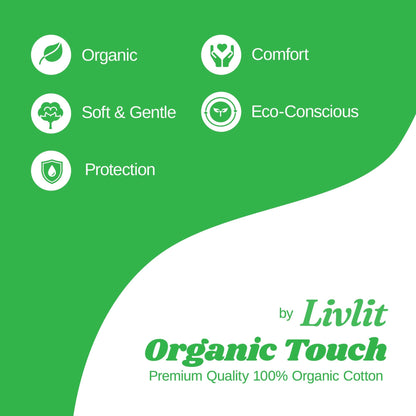 Livlit Organic Cotton Sanitary Pad Bundle – Regular Pads 14pcs + Large Pads 12pcs, Chlorine Free, Unscented, Ultra Absorbent Period Care