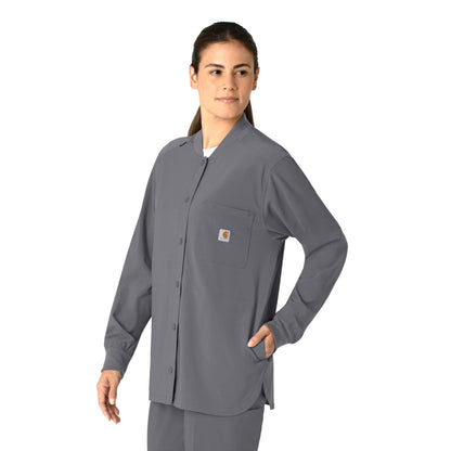Carhartt Scrubs C82210 Women's Cross-Flex Modern Fit Shirt Jacket Medium Pewter
