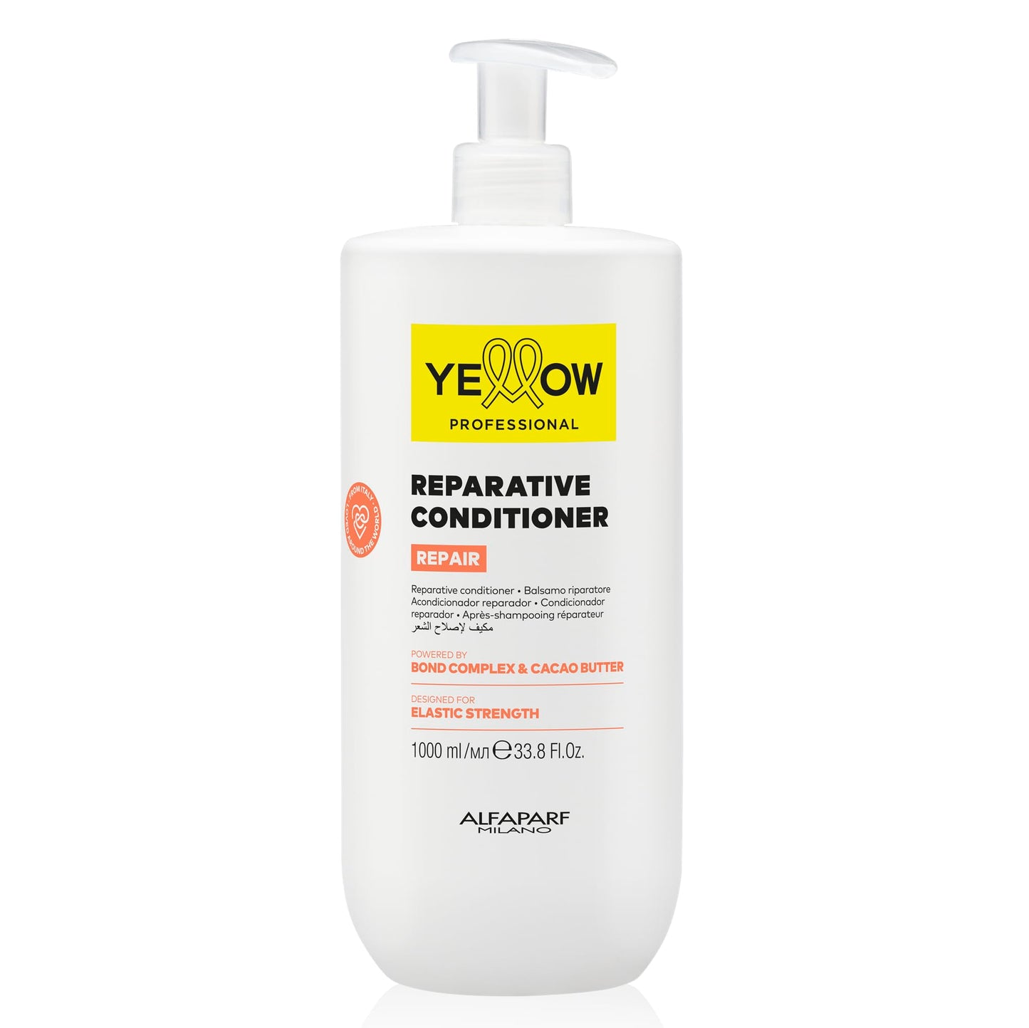 ALFAPARF MILANO Yellow Professional Repair Reparative Conditioner for Damaged Hair - Powered By Bond Complex & Cacao Butter - Designed For Elastic Strength