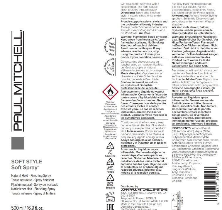 Paul Mitchell Soft Hairspray, Lightweight, Soft Hold + Brushable Finish, For All Hair Types