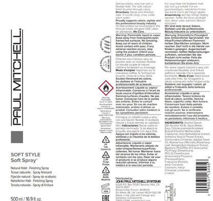 Paul Mitchell Soft Hairspray, Lightweight, Soft Hold + Brushable Finish, For All Hair Types