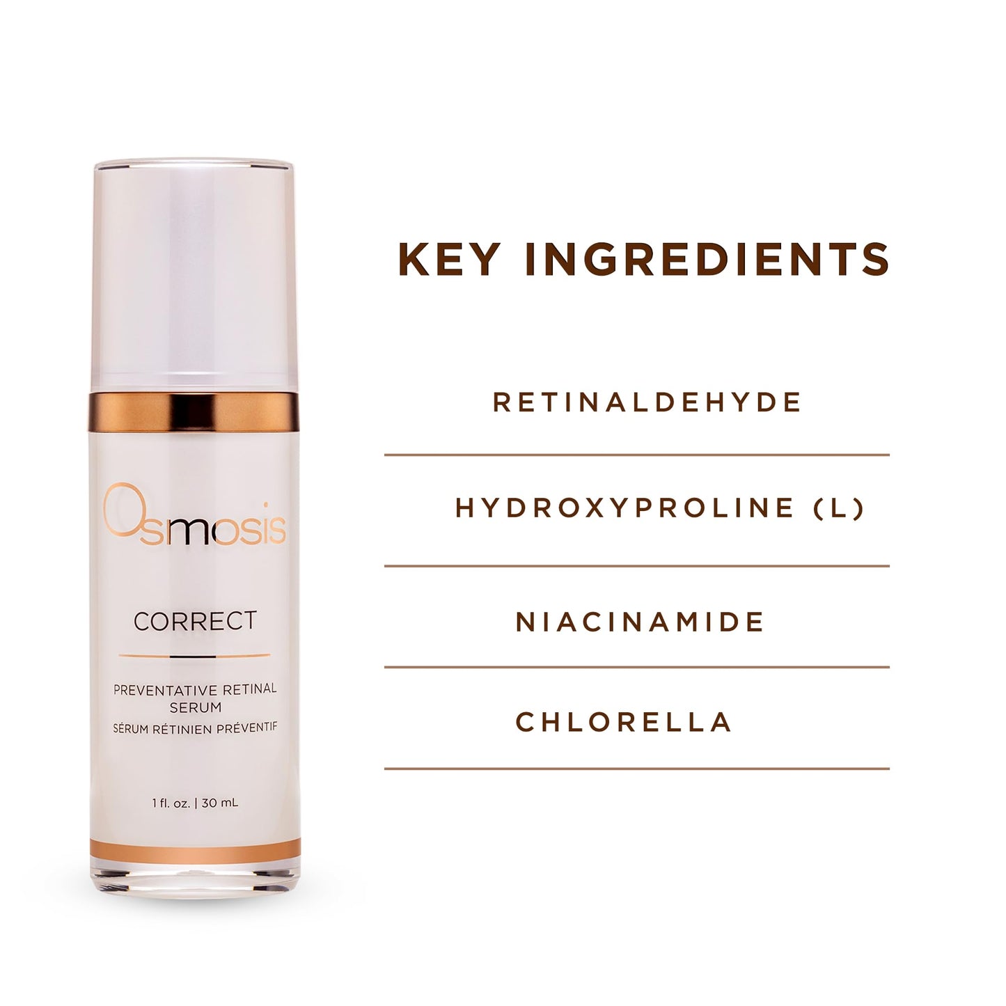 OSMOSIS CORRECT Preventative Retinal Facial Serum, Collagen Booster for Youthful, Radiant Skin for Aging, Pigmented, and Dry Skin, 1 Fl Oz