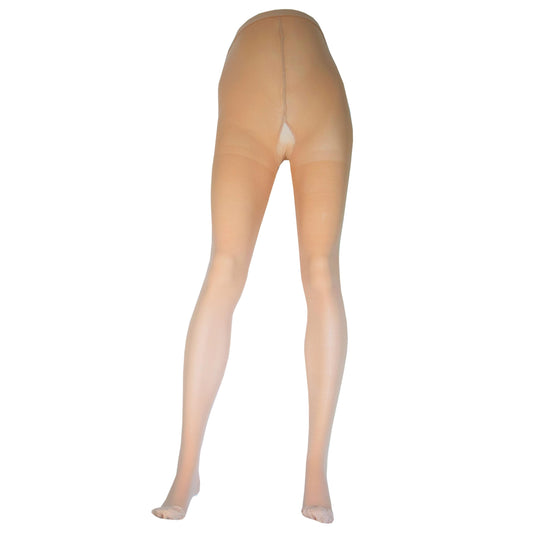 NuVein Medical Compression Plus Size Full Figure Pantyhose, 20-30 mmHg Support, Opaque, Beige, Medium